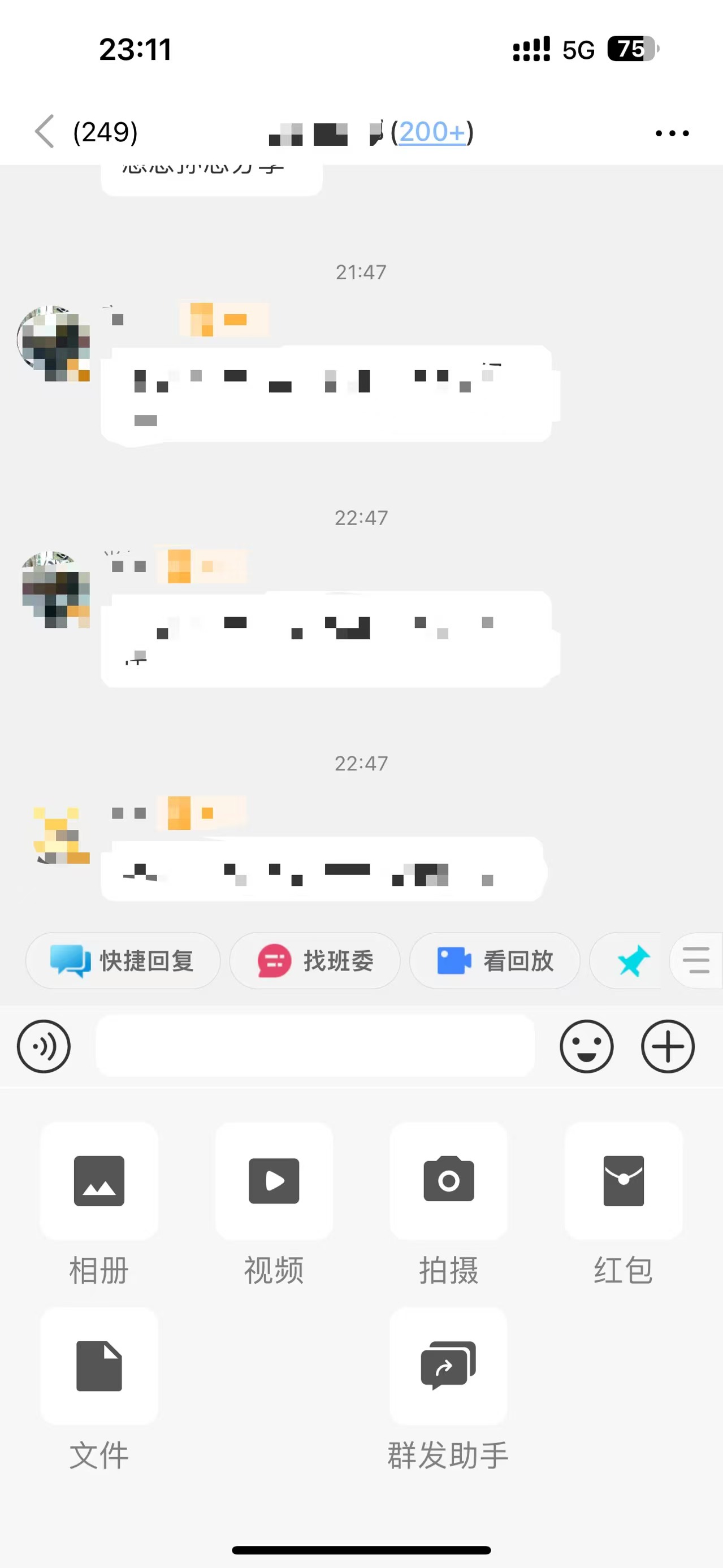 Group chat interface with media and file options